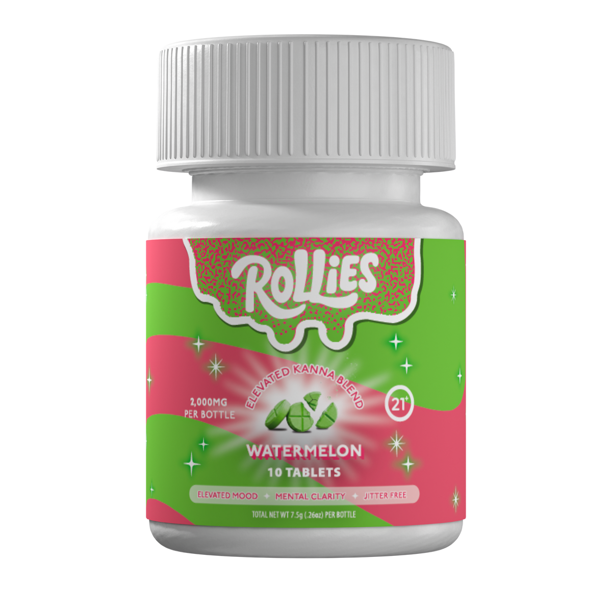 Rollies Watermelon Elevated Kanna Blend Tablets – 10ct Jar